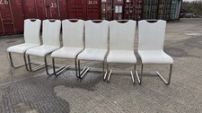 Leather, White Pu Dining Chair Of 6 - Modern Look For Homes. Comfortable Seat. 