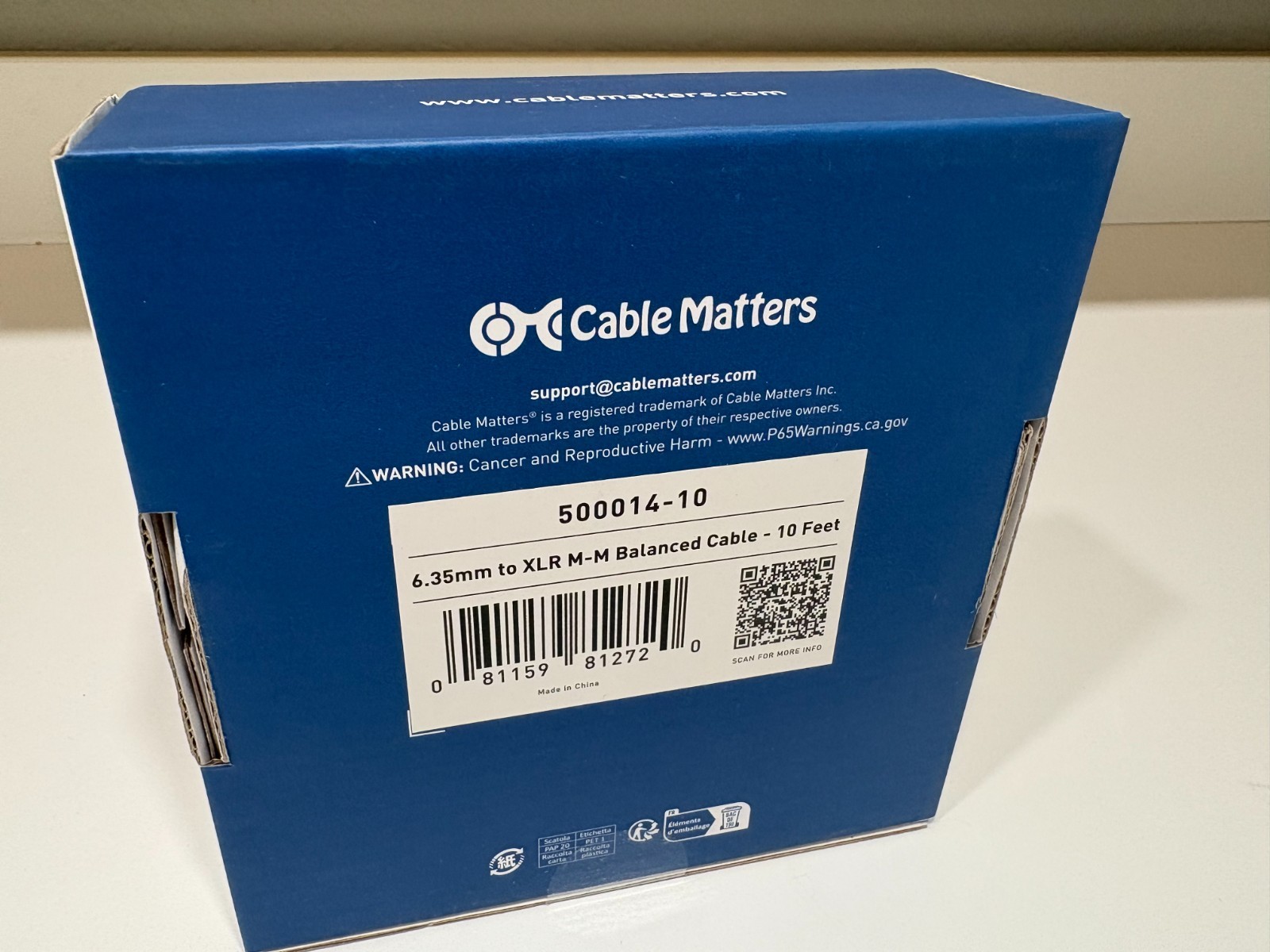 Cable Matters 6.35mm to XLR M-M Balanced Cable-10 foot Factory Sealed Brand NEW