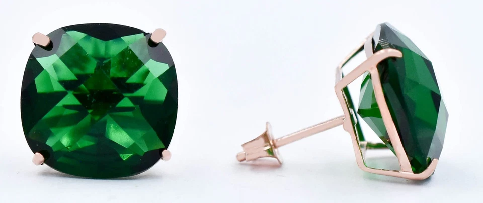 JUEGO DE PENDIENTES Y COLGANTES ESMERALDA CREADA 20,78 Cts ORO ROSA MACIZO 14k - Nuevo con etiquetas Foto 4 de 4