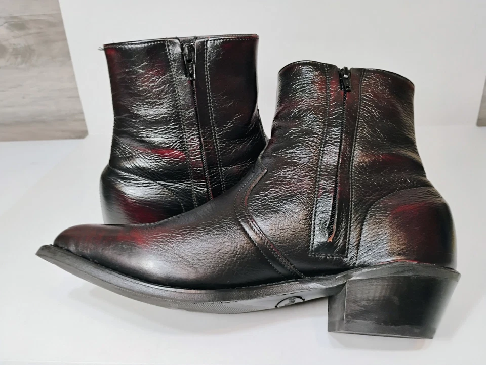 Abilene Western Vaquero Whisky Cuero Marrón Cremallera Botines Para Hombre Talla 10.5 EE Foto 4 de 4