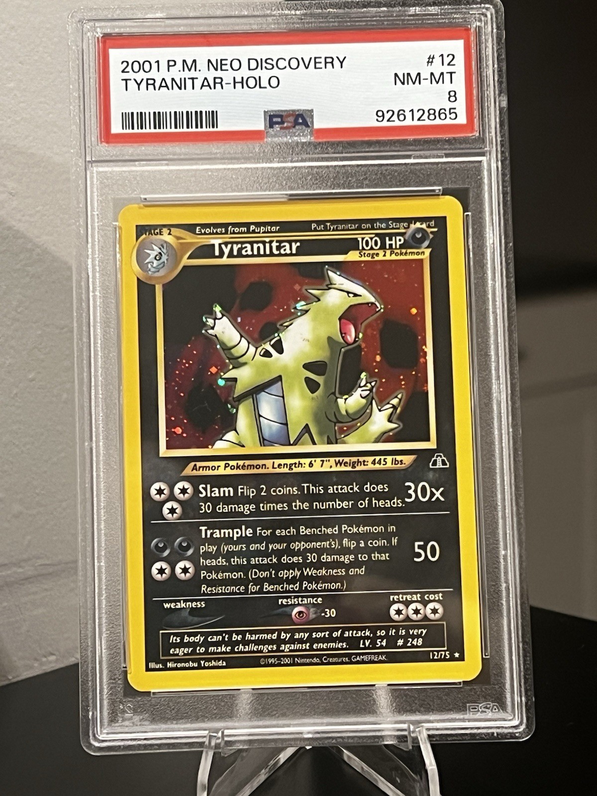 PSA 8 Tyranitar Holo 12/75 Neo Discovery 2001 Pokemon Card