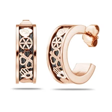 NEW CHARRIOL Geneve FOREVER™ EVERY LUCKY CHARM Rose-Gold Tone Hoop Earrings