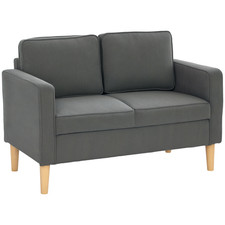 HOMCOM Compact 2 Seater Sofa with Under Seat Storage for Small Spaces Grey