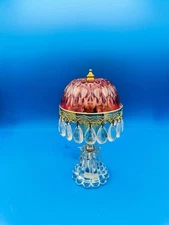 Vintage Cranberry Gold Boudoir Lamp Made In Holland