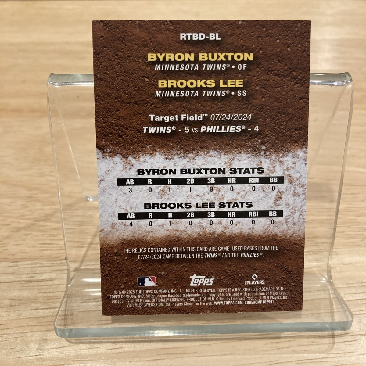 2025 Topps Series 2 Byron Buxton / Brooks Lee Dual Relic