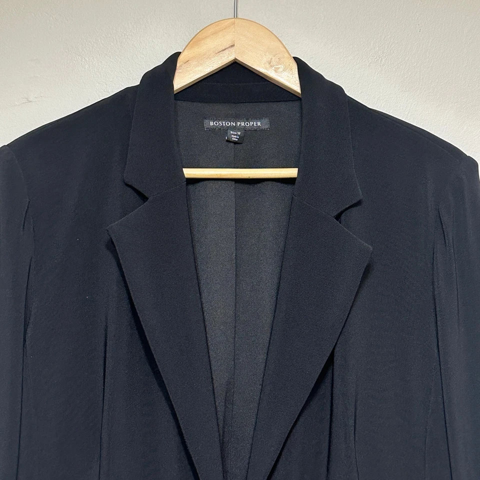 Boston Proper Beyond Travel Boyfriend Blazer Jacket Womens 12 Office Stretch - Image 3 of 4