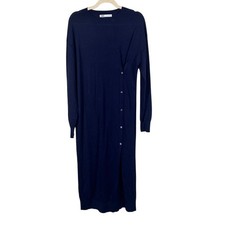 Zara Navy Blue Bodycon Sweater Dress Womens S Midi Fall Lomg Sleeve Preppy Cozy