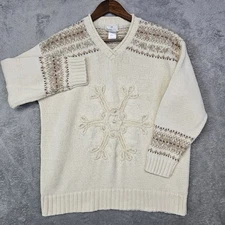 Vintage Susan Bristol Snowflake Winter Christmas Sweater Textured Knit Large