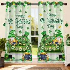 St Patricks Day Curtains for Living Room, Gnome Truck Farmhouse St Patricks Day