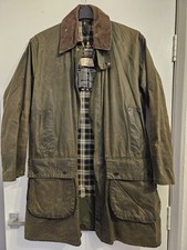 Barbour Border Wax Jacket Olive Green C38 / 97cm Zip-In Lining Used  Needs Rewax