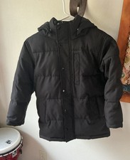 SWISS TECH Kids Black Detach Hood Insulated Puffer Jacket Full Zip M 8 Snaps EUC