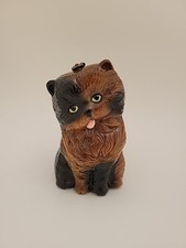 Borsa vintage TIMMY WOODS di Beverly Hills LEGNO intagliato a mano gatto persiano gattino