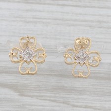 Ornate Diamond Cross Stud Earrings 14k Yellow Gold Studs