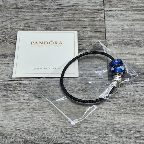 New Authentic PANDORA 925 Braided Leather Charm Bracelet - Picture 8 of 11