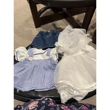 Build a Bear Workshop Outfit Set Blue Gingham Dress Denim Skirt White Gown