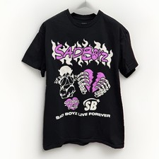 $AD BOYZ Dbl Sided Black Logo T-Shirt Men Sz M Streetwear Graphic Sad Boys Emo