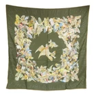 HERMES  carre90 L'INTRUS Intruder Bird Scarf khaki France silk Women 15042