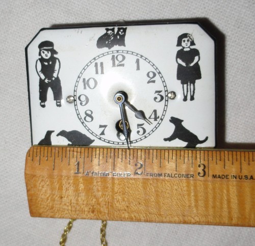 4 Miniature Clocks ~ 3 German Painted Enamel ~ Cuckoo Clock ~ 2 Pendulums/parts - Picture 4 of 17