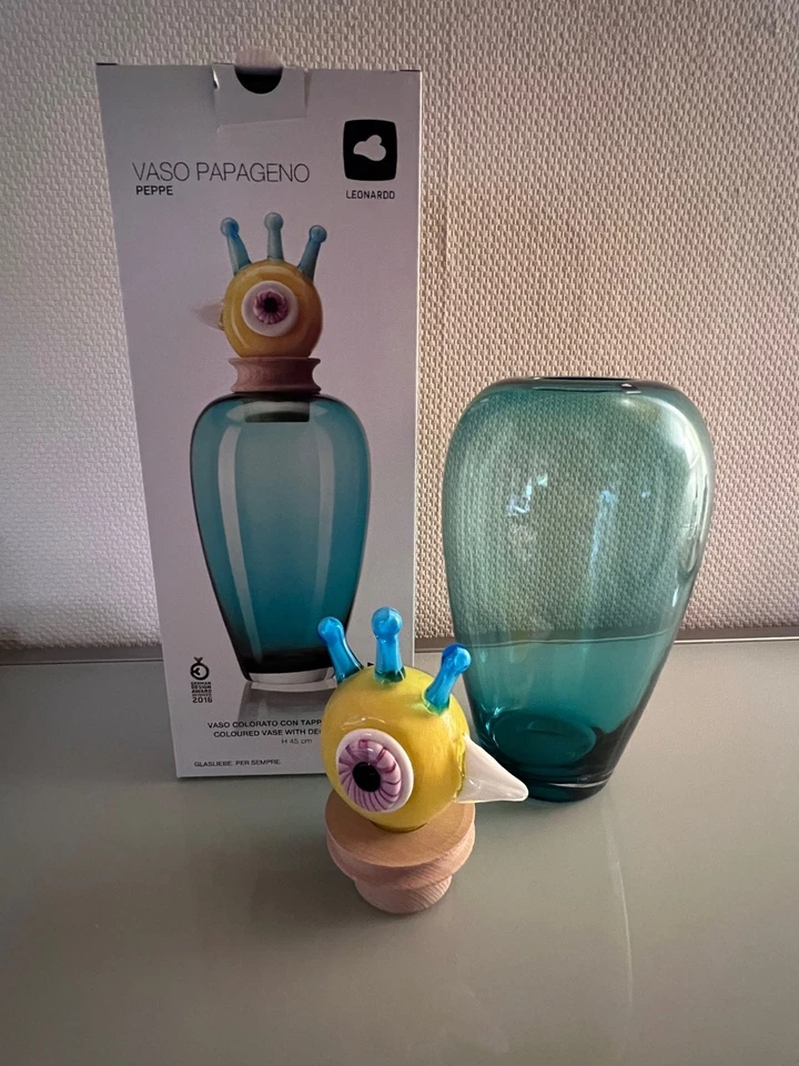 LEONARDO Vase Glasvase PAPAGENO "PEPPE" 45cm NEU & OVP türkis UVP 159,- EUR - Bild 3 von 4