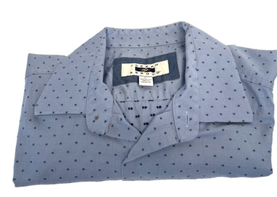Joseph Abboud Mens Light Blue Small Dot Print Dress Shirt Long Sleeve Button Up