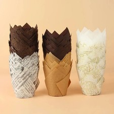 50PCS Tulip Cupcake Liners Oilproof Muffin Paper Cups Baking Wrappers Cases