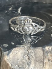 Vintage Sterling Silver Claddagh Ring Size 7.75