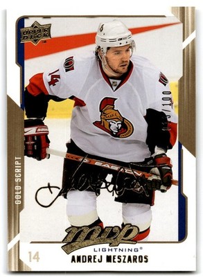 Andrej Meszaros 2008-09 Upper Deck MVP Gold Script /100 #269 Tampa Bay Lightning