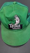 Vintage Ya-Hopi MMB Fishing Hat Green Trout Fisherman USA Mesh Snap Back
