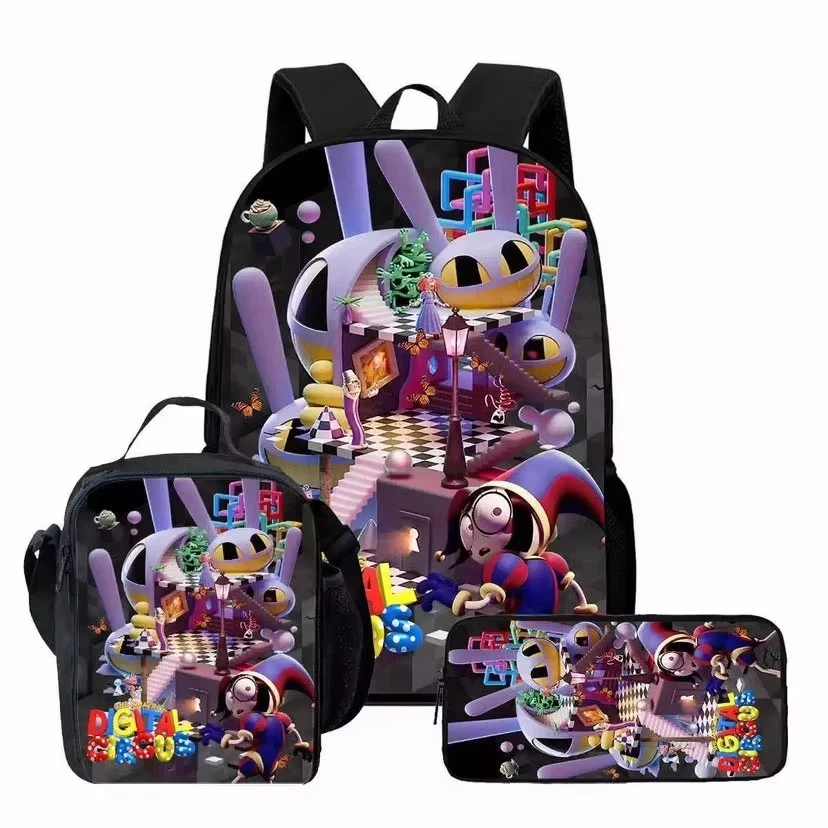 Cartoon The Amazing Digital Circus Bag Backpack Set For Kids