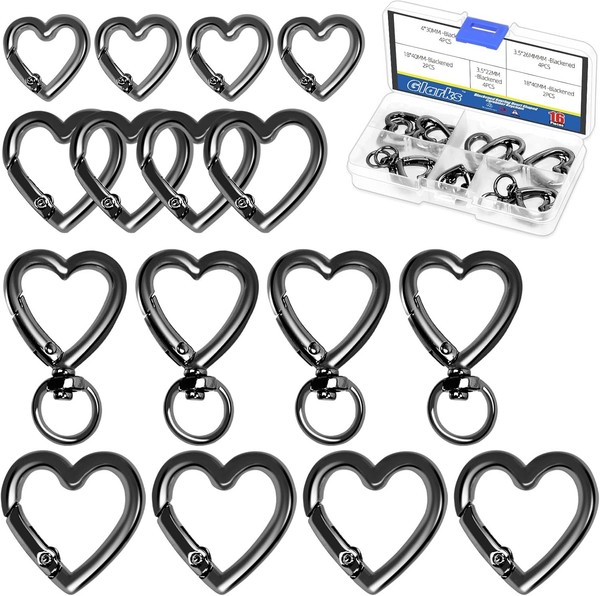 Karabiner Clips Set 16Tlg Herzform Zinklegierung SchlüSselanhäNger Schwarz-image