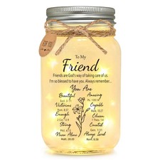 Friendship Gifts for Christian Mason Jar Night Light, Present for Friend, S...