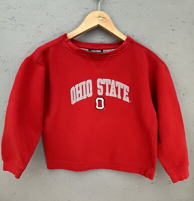 Kinder NCAA Ohio State Sweatshirt groß rot genäht Football Throwback Vintage