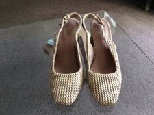 Womens Marks Spencer Insolia Heeled Slingbacks Size 6 Natural Wicker Colour