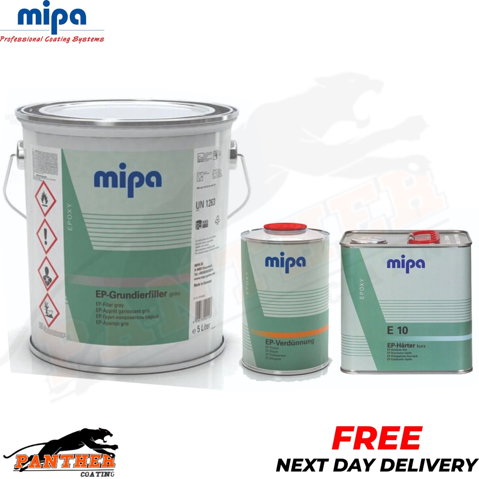 Mipa E65S Set 1,5 Kg Riempitivo Per Vernici E Spruzzi 2K EP Grigio Incl - Foto 3