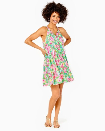 Lilly Pulitzer Carolane Lileeze Halter Swing Dress Pear Necessities L Large NWT - Picture 2 of 9