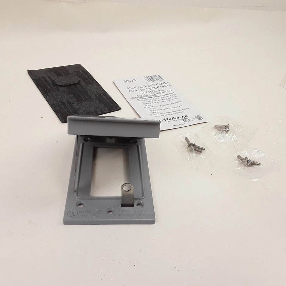 Cubierta de caja eléctrica de cierre automático Mulberry 30538 resistente a la intemperie para receptáculo GFI Foto 3 de 4