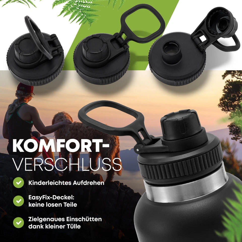 Hundetrinkflasche Edelstahl 950ml + Tasche Inkl. 2x Hundenapf & Kotbeutelspender - Bild 4 von 4