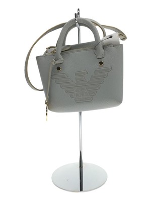 EMPORIO ARMANI shoulder bag embossed logo 2way leather Gray Used 
