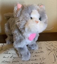 EUC Hasbro FurReal Friends My Walkin Kitty Cat Gray 8" Tall. Works Good 