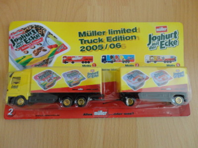 Müller Joghurt mit der Ecke Sammeltruck Werbetruck Sammler Truck LKW 21 cm lang 