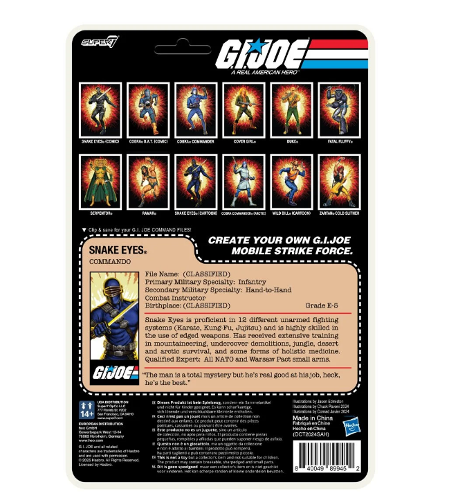Figurine GI Joe Snake Eyes Super7 O-Ring ReAction Edition – Collector
