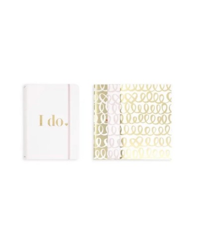 NUEVO Kate Spade Bridal ""I Do"" Rosa Oro Blanco Notebook Folio Set con 3 Cuadernos - Imagen 2 de 17