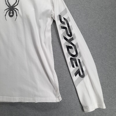 XL WHCHALLENGER　L/S CHECKER TEE　WHITE Spyder T-Shirt Boys XL 18/20 White Cotton Crew Neck Long