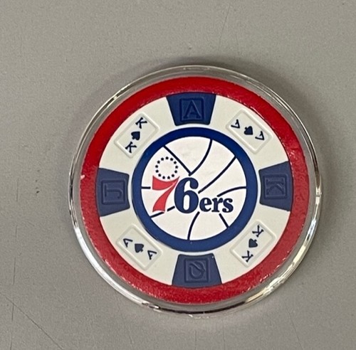 PHILADELPHIA 76 ERS POKER CHIP GOLF BALL MARKER CARD GUARD ENCAPSULATED - Picture 2 of 2