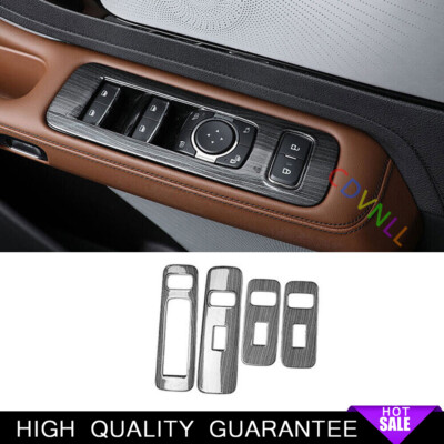 Window Lock Lift Panel Frame Trim 4PCS For Lincoln Aviator 2020-2022 Black Wood
