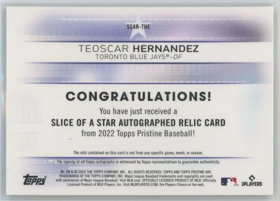 2022 Topps Slice of a Star Teoscar Hernandez - Imagem 2 de 2