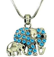 Beautiful 3D Blue Lucky Elephant Pendant Necklace Gift Boxed Fast Shipping