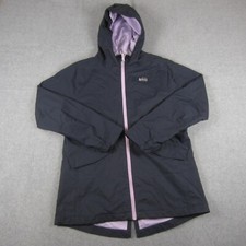REI Co-Op Rain Jacket Youth Girls XL 18 Rainwall Gray Hooded Full Zip Hiking