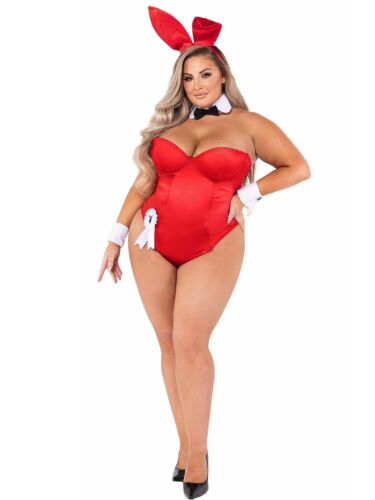 Plus Size XL-3X Classic Playboy Bunny Costume 8Pc Womens Halloween Roleplay Set - Picture 5 of 33