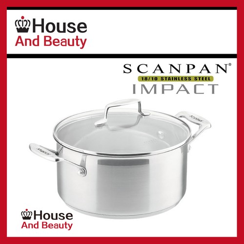 NEW Scanpan Impact 18/10 S/Steel Covered Dutch Oven Casserole 20cm - 3.2L - Foto 1 di 2